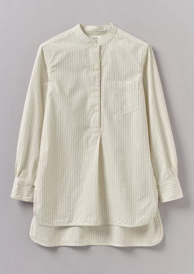 Women Toast Taro Stripe Cotton Poplin Shirt