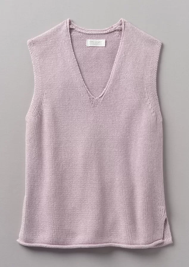 Women Toast V-Neck Linen Cotton Knitted Tank