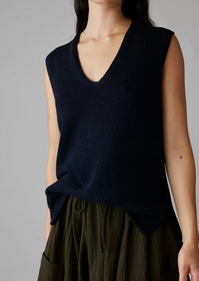 Women Toast V-Neck Linen Cotton Knitted Tank