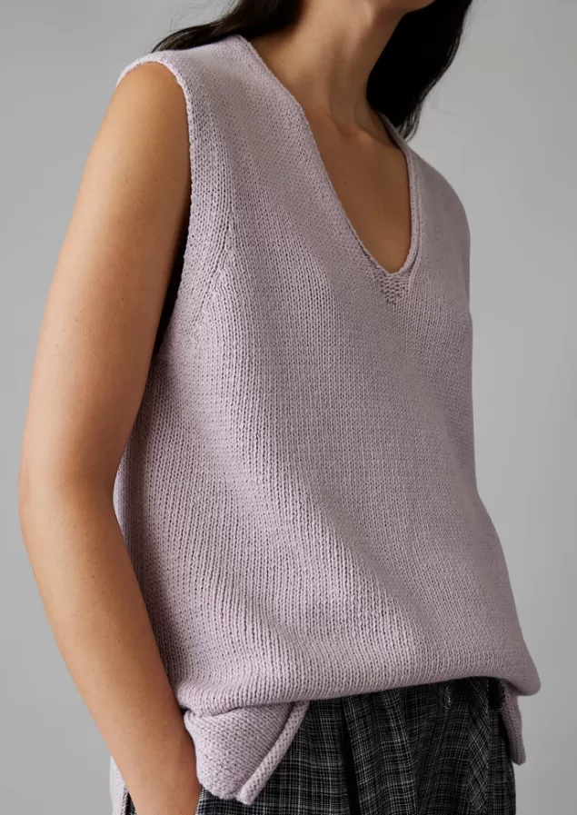 Women Toast V-Neck Linen Cotton Knitted Tank