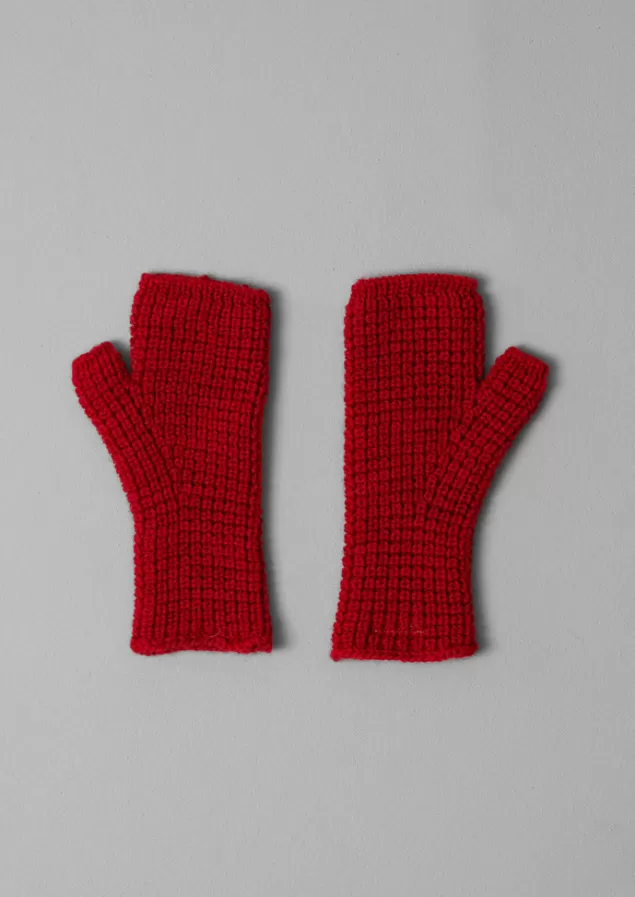 Women Toast Waffle Stitch Fingerless Gloves