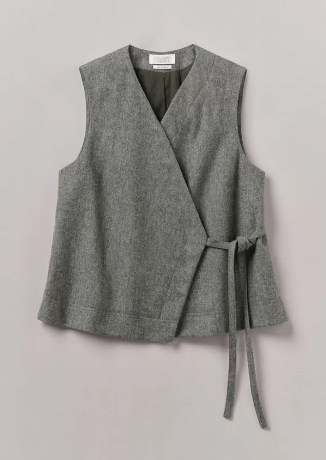 Women Toast Wool Flannel Sleeveless Jacket