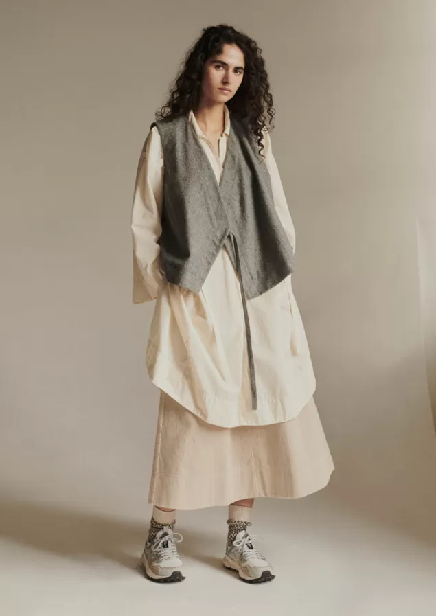 Women Toast Wool Flannel Sleeveless Jacket